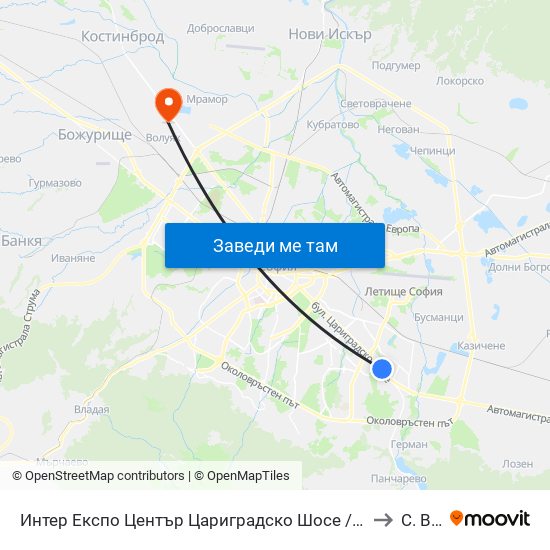 Интер Експо Център Цариградско Шосе / Inter Expo Center – Tsarigradsko Shose to С. Волуяк map