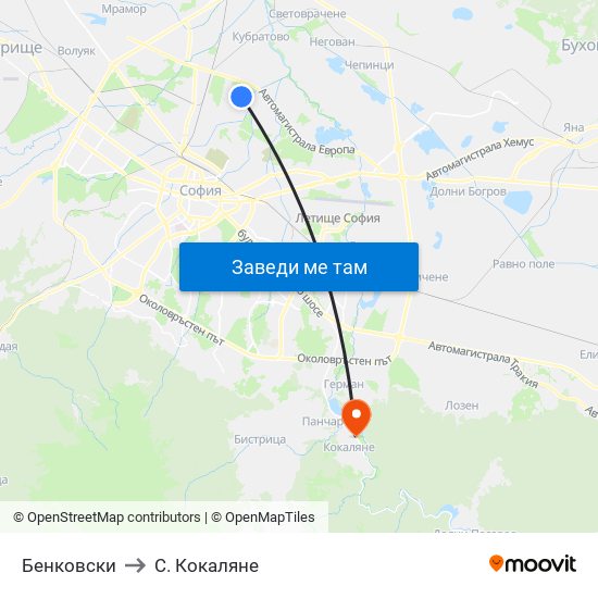Бенковски to С. Кокаляне map