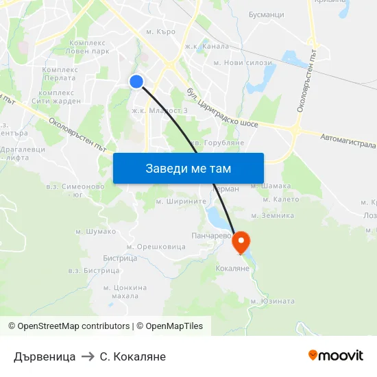 Дървеница to С. Кокаляне map