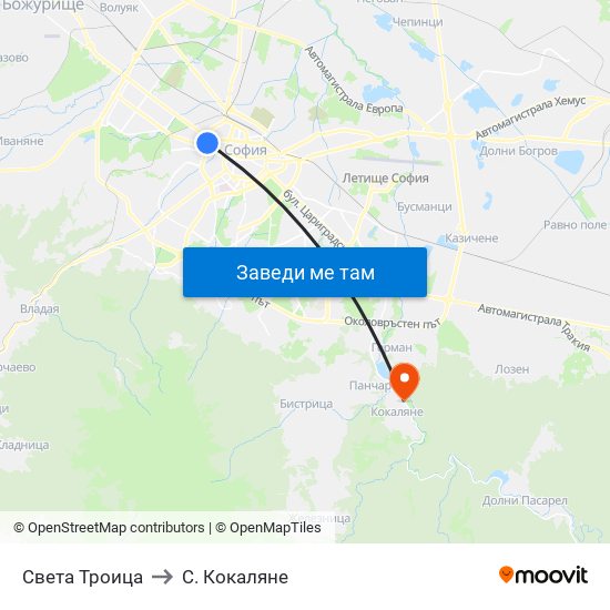 Света Троица to С. Кокаляне map