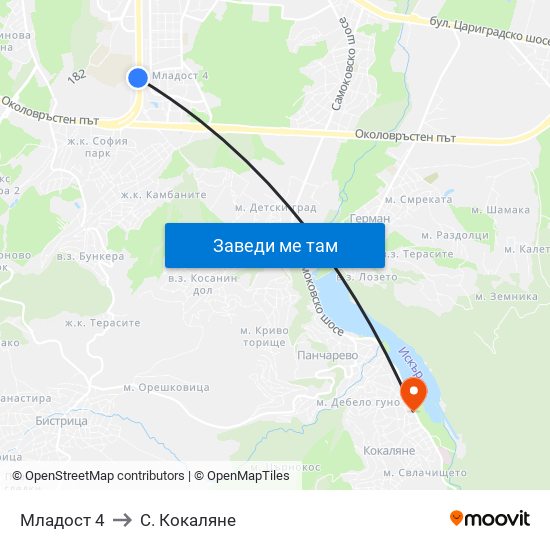 Младост 4 to С. Кокаляне map