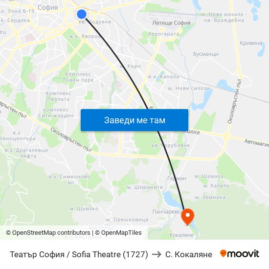 Театър София / Sofia Theatre (1727) to С. Кокаляне map