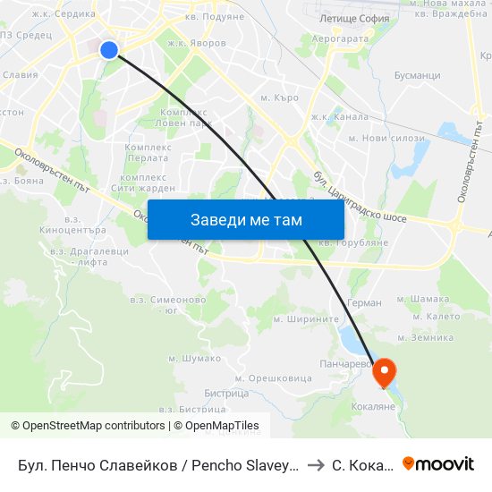 Бул. Пенчо Славейков / Pencho Slaveykov Blvd. (0356) to С. Кокаляне map
