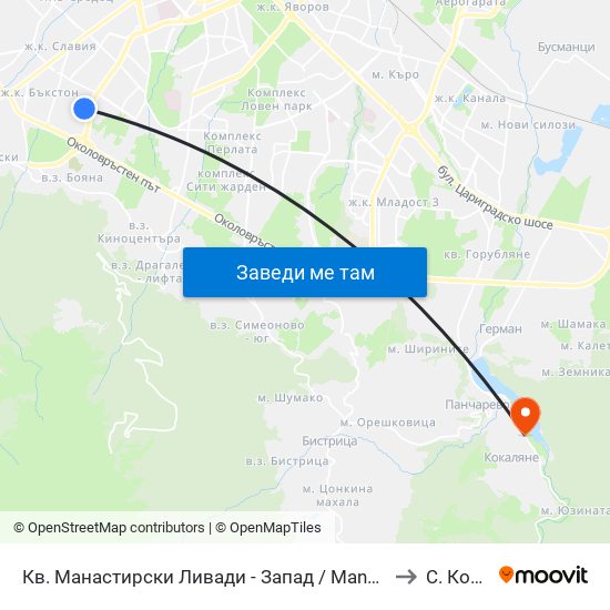 Кв. Манастирски Ливади - Запад / Manastirski Livadi - West Qr. (0582) to С. Кокаляне map