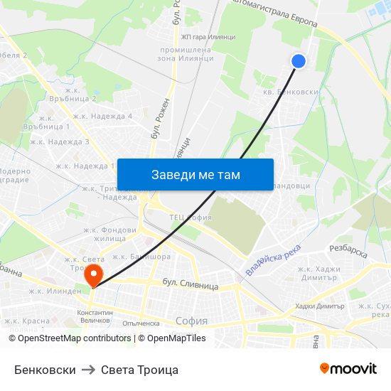 Бенковски to Света Троица map