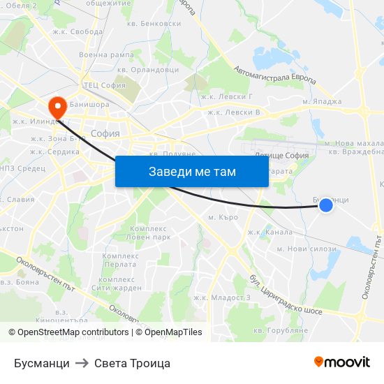 Бусманци to Света Троица map