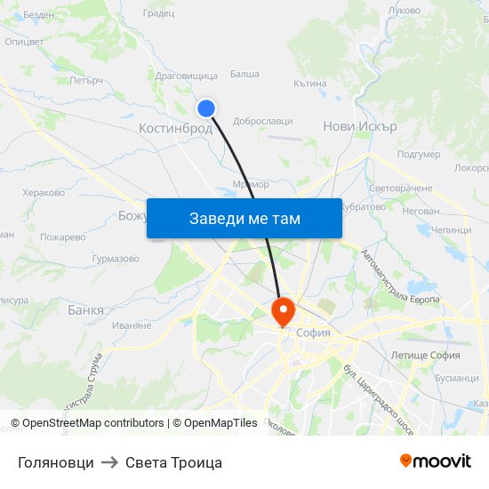 Голяновци to Света Троица map