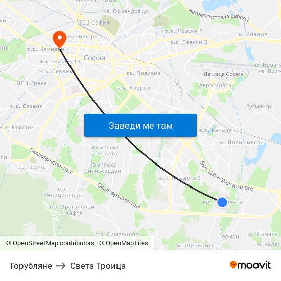 Горубляне to Света Троица map