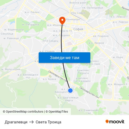 Драгалевци to Света Троица map