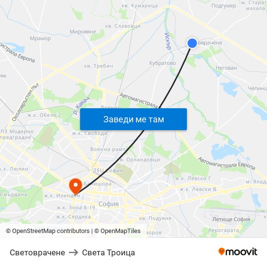 Световрачене to Света Троица map