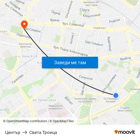 Център to Света Троица map