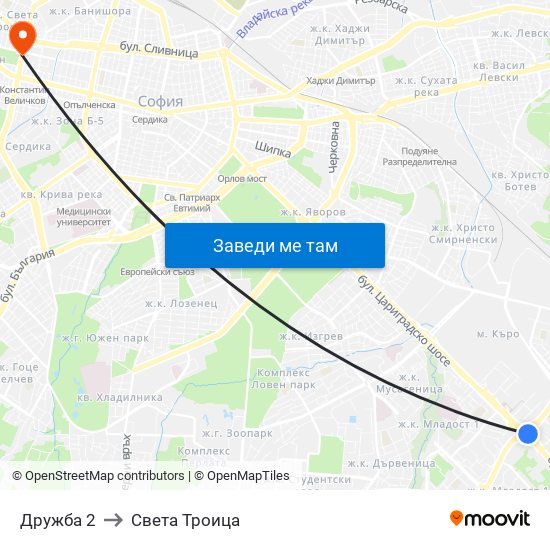 Дружба 2 to Света Троица map