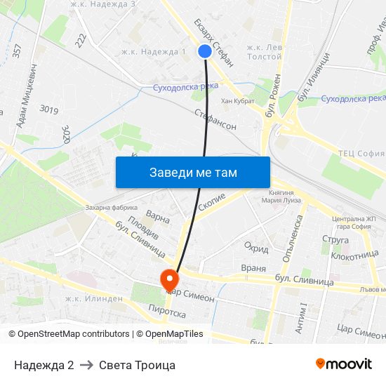 Надежда 2 to Света Троица map