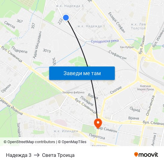 Надежда 3 to Света Троица map