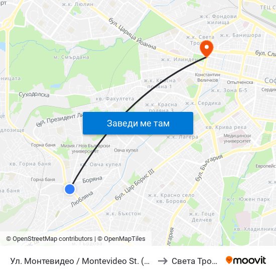Ул. Монтевидео / Montevideo St. (2050) to Света Троица map