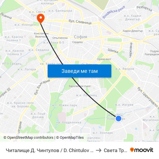 Читалище Д. Чинтулов / D. Chintulov Library (2366) to Света Троица map