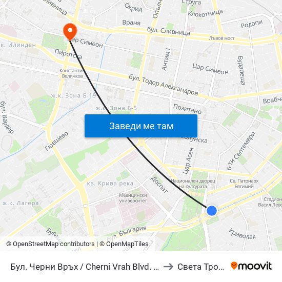 Бул. Черни Връх / Cherni Vrah Blvd. (0401) to Света Троица map