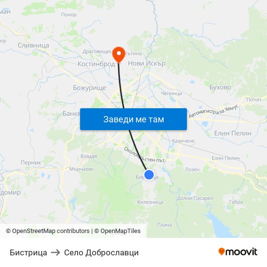 Бистрица to Село Доброславци map