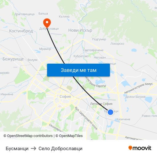 Бусманци to Село Доброславци map