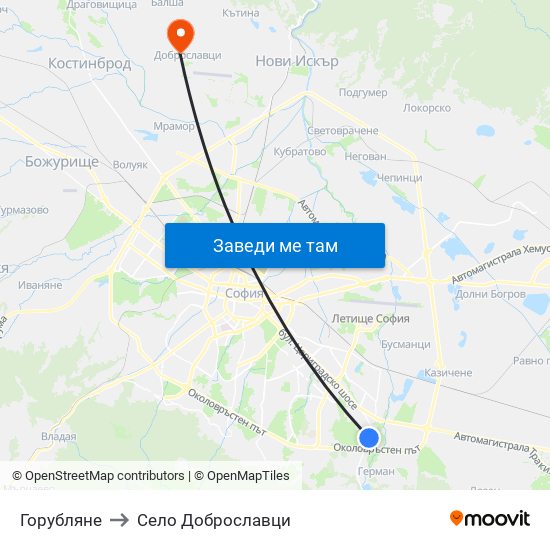 Горубляне to Село Доброславци map