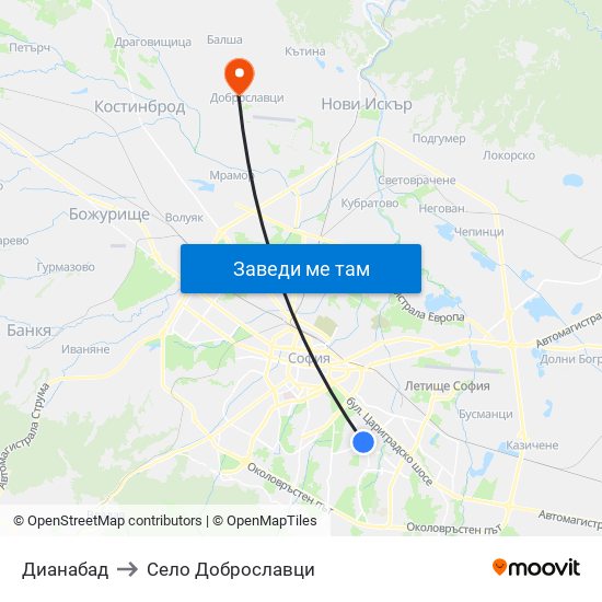 Дианабад to Село Доброславци map