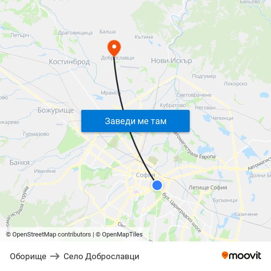 Оборище to Село Доброславци map
