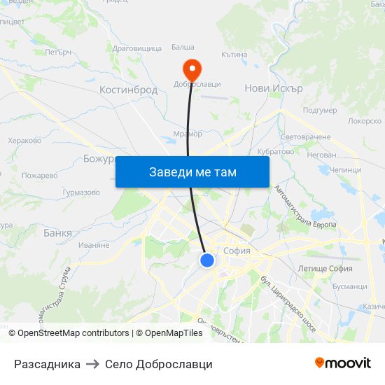 Разсадника to Село Доброславци map