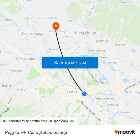 Редута to Село Доброславци map