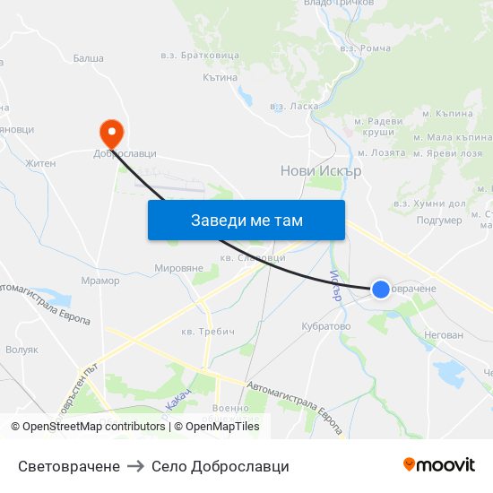 Световрачене to Село Доброславци map