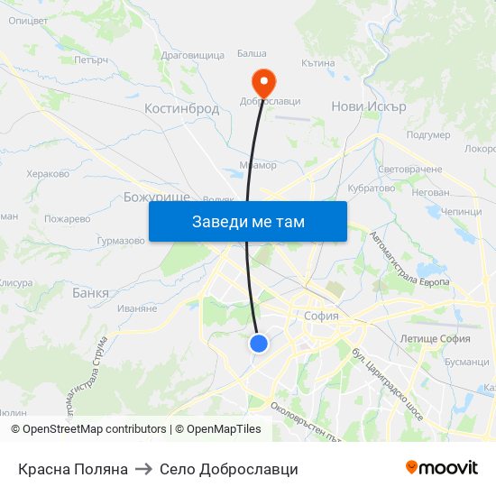 Красна Поляна to Село Доброславци map