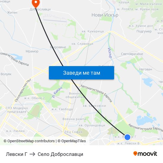 Левски Г to Село Доброславци map