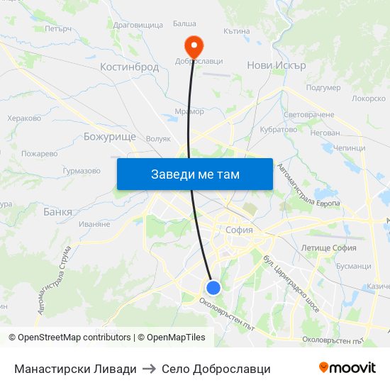 Манастирски Ливади to Село Доброславци map
