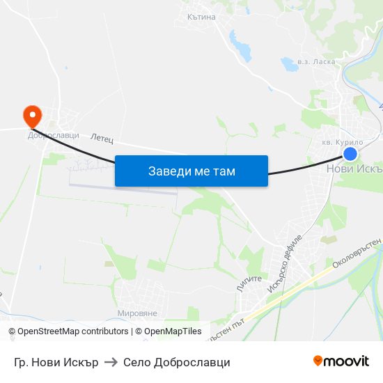 Гр. Нови Искър to Село Доброславци map