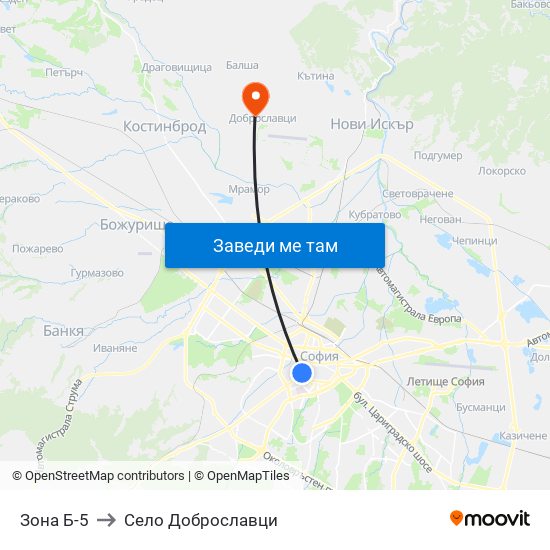 Зона Б-5 to Село Доброславци map