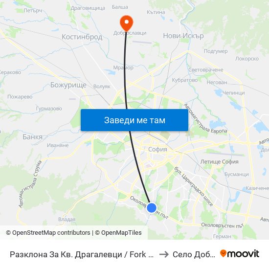 Разклона За Кв. Драгалевци / Fork Road To Dragalevtsi Qr. (1457) to Село Доброславци map