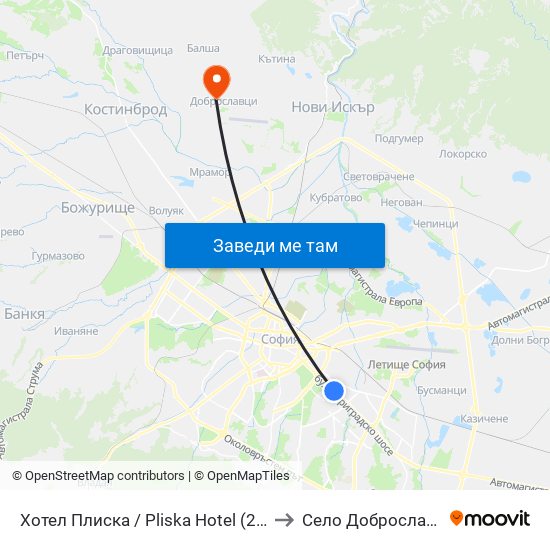 Хотел Плиска / Pliska Hotel (2327) to Село Доброславци map