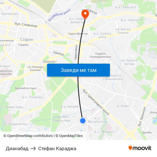 Дианабад to Стефан Караджа map