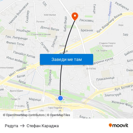 Редута to Стефан Караджа map