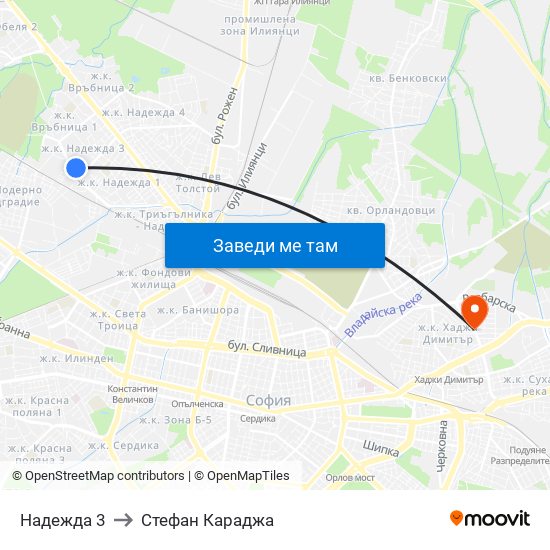 Надежда 3 to Стефан Караджа map