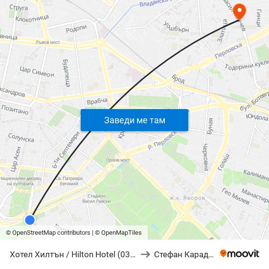 Хотел Хилтън / Hilton Hotel (0397) to Стефан Караджа map