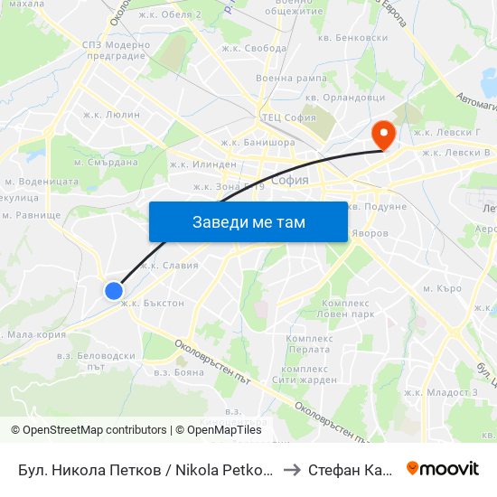 Бул. Никола Петков / Nikola Petkov Blvd. (0350) to Стефан Караджа map