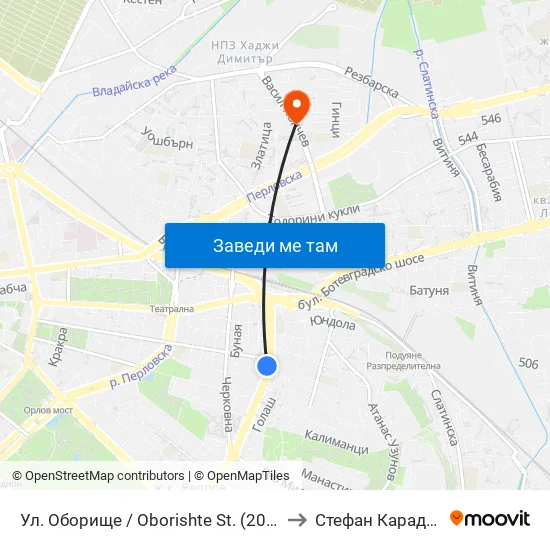 Ул. Оборище / Oborishte St. (2071) to Стефан Караджа map