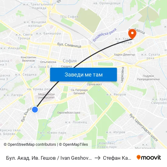 Ⓜ️ Бул. Акад. Ив. Гешов / Ivan Geshov Blvd. (0270) to Стефан Караджа map