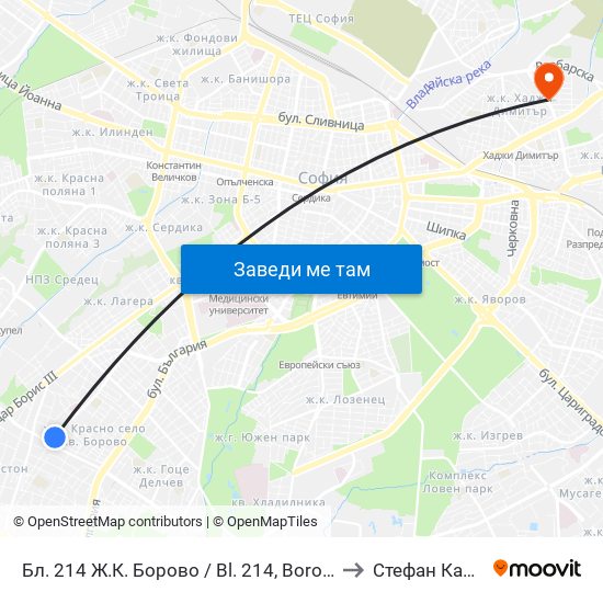 Бл. 214 Ж.К. Борово / Bl. 214, Borovo Qr. (0164) to Стефан Караджа map