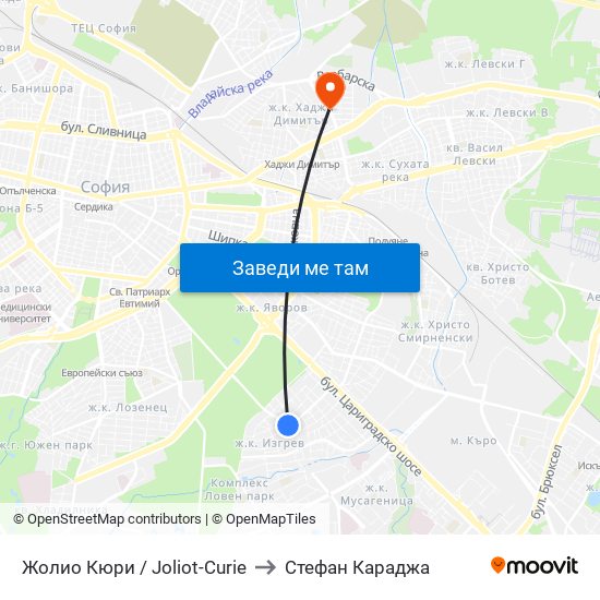 Жолио Кюри / Joliot-Curie to Стефан Караджа map