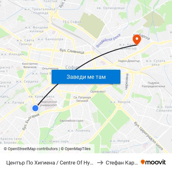 Център По Хигиена / Centre Of Hygiene (2342) to Стефан Караджа map