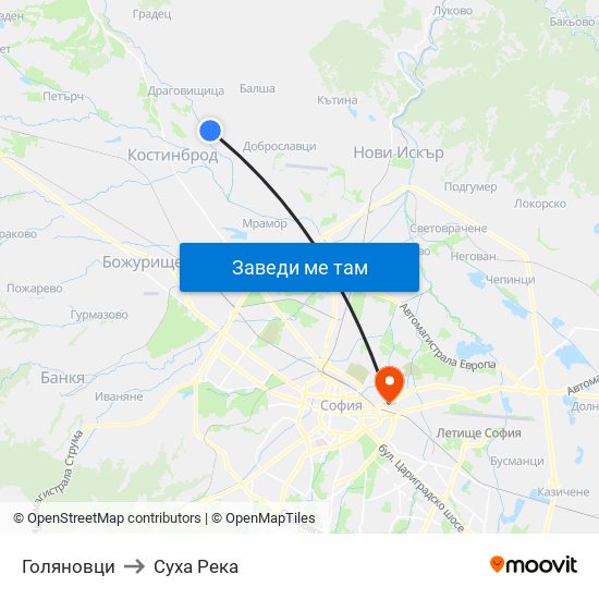 Голяновци to Суха Река map