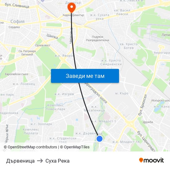 Дървеница to Суха Река map