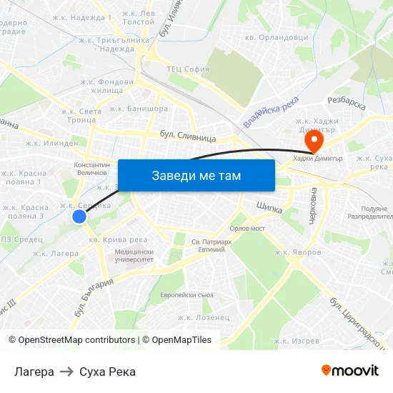 Лагера to Суха Река map