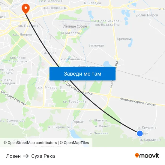 Лозен to Суха Река map